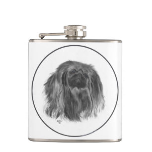 Dunkler Pekingese Flachmann