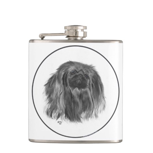 Dunkler Pekingese Flachmann (Vorderseite)