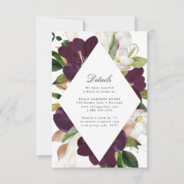 Dunkler Plum floral | Angaben zur Hochzeit RSVP Karte