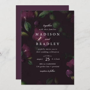 Dunkler Plum floral Hochzeit Einladung