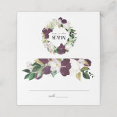 Dunkler Plum floral | Hochzeit Platzkarte (Außenseite Aufgefaltet)