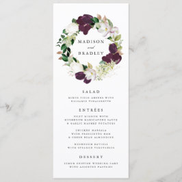 Dunkler Plum floral | Menü-Karte für Hochzeiten Menükarte