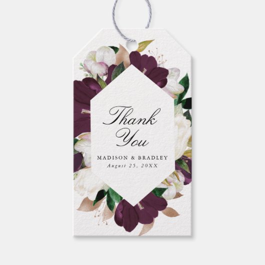 Dunkler Plum floral | PERSONALISIERTE GASTGESCHENK Geschenkanhänger (Vorderseite)