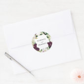 Dunkler Plum floral | Personalisierte Hochzeit Runder Aufkleber (Umschlag)