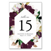 Dunkler Plum floral | Personalisierte Hochzeit Tischnummer (Rückseite)