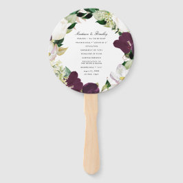 Dunkler Plum floral | Personalisiertes Hochzeitspr Fächer
