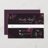 Dunkler Plum floral | RSVP-Karte RSVP Karte (Vorne/Hinten)