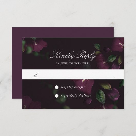 Dunkler Plum floral | RSVP-Karte RSVP Karte (Vorne/Hinten)