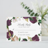 Dunkler Plum floral | RSVP-Karte RSVP Karte (Stehend Vorderseite)