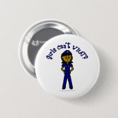Dunkler Polizist Girl Button (Vorne & Hinten)
