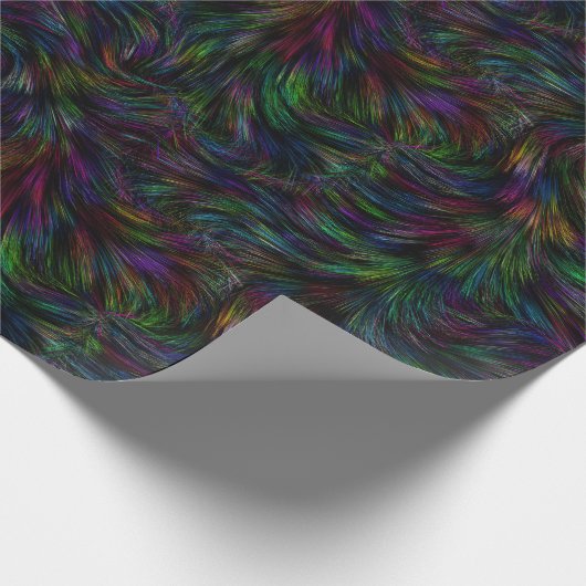 Dunkler Regenbogen-Federwirbel Geschenkpapier (Ecke)