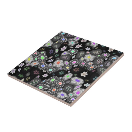 Dunkler Regenbogen Millefiori Fliese (Seite)