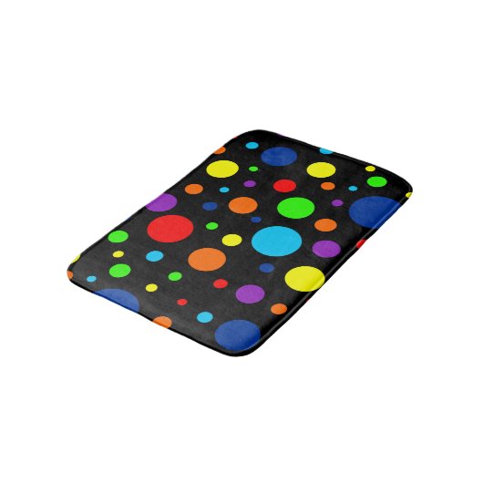 Dunkler Regenbogen Punkte Bath Mat Badematte (Schrägansicht)