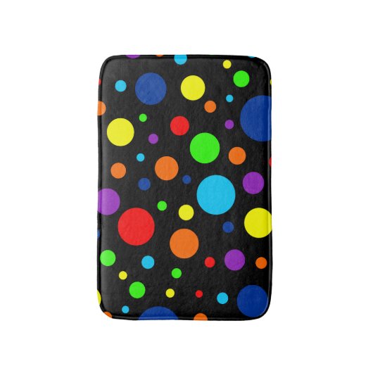 Dunkler Regenbogen Punkte Bath Mat Badematte (Vorderseite Vertikal)