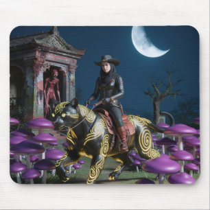 Dunkler Reiter Schwarze Katze Pilze Ghul Mousepad