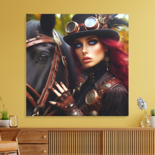 Dunkler Reiter Steampunk viktorianische Dame Leinwanddruck