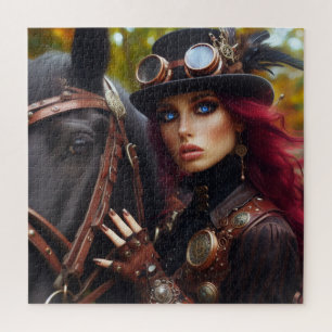 Dunkler Reiter Steampunk viktorianische Dame Puzzle