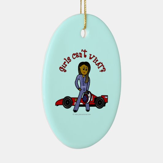 Dunkler Rennfahrermädchen Keramikornament (Rechts)