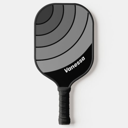 Dunkler Retro-Rundbogen mit Namen Pickleball Schläger (Vorderseite)