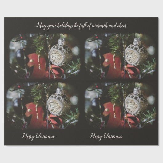 Dunkler Retro-Weihnachtsbaum Geschenkpapier (Flach)