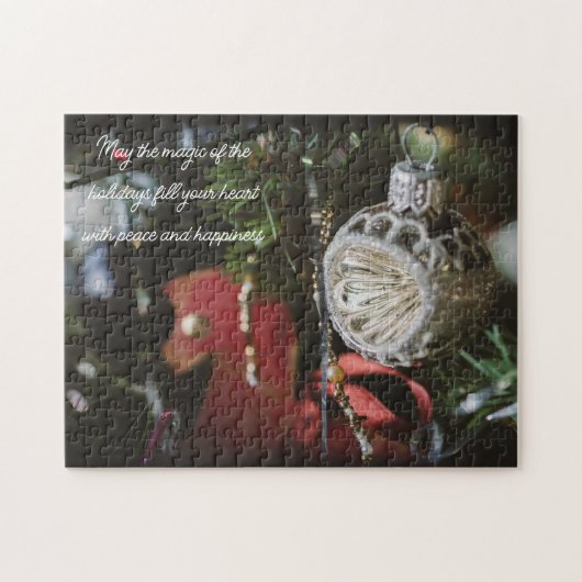 Dunkler Retro-Weihnachtsbaum Puzzle (Horizontal)