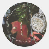 Dunkler Retro-Weihnachtsbaum Runder Aufkleber (Vorderseite)