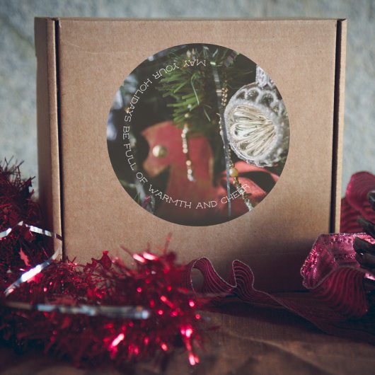 Dunkler Retro-Weihnachtsbaum Runder Aufkleber