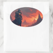 Dunkler Ritter der Flamme Ovaler Aufkleber (Tasche)