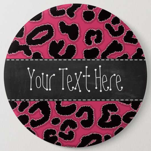 Dunkler Rosa Leopard-Tierdruck; Kreide-Look Button (Vorderseite)