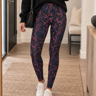 Dunkler Rosa Lila Tierdruck Leggings