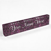 Dunkler rosa Posh Glitzer Namensplakette