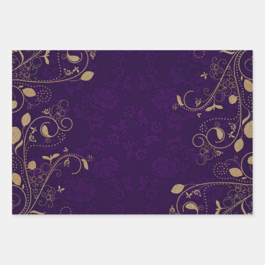 Dunkler Royal Lila mit Goldrolle Geschenkpapier Set (Vorderseite 3)