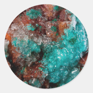 Dunkler Rust und Aquamarines Quarz Runder Aufkleber