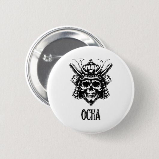 Dunkler Samurai-Skalkabuto Button (Vorne & Hinten)