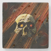 Dunkler Schädel Steinuntersetzer (Vorderseite)