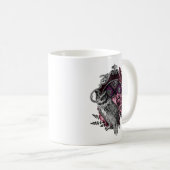 Dunkler Schmetterling und Blume - gotisch Kaffeetasse (VorderseiteRechts)