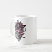 Dunkler Schmetterling und Blume - gotisch Kaffeetasse (Vorderseite Links)