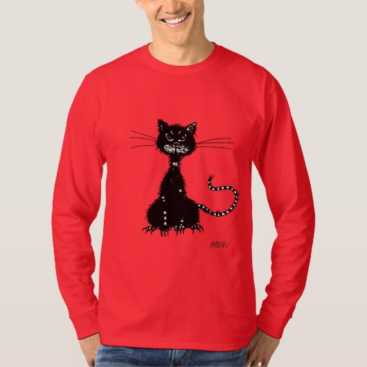 Dunkler Schmutz-schlechter schwarze Katzen-Mann T-Shirt (Vorderseite)
