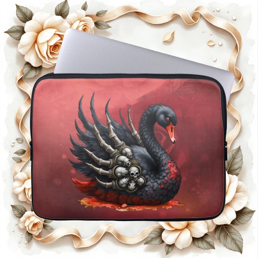 Dunkler Schwan der Knochen – gothische Eleganz Laptopschutzhülle
