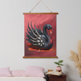 Dunkler Schwan der Knochen – gothische Eleganz Wandteppich Mit Holzrahmen