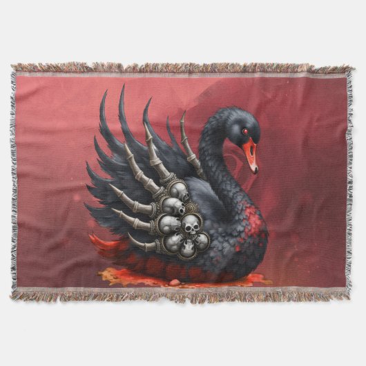 Dunkler Schwan der Knochen – Gotische Eleganz Decke (Vorderseite)