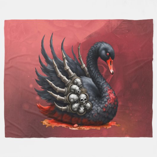 Dunkler Schwan der Knochen – Gotische Eleganz  Fleecedecke (Vorderseite (Horizontal))