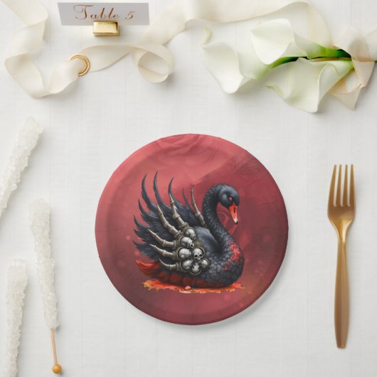 Dunkler Schwan der Knochen – Gotische Eleganz  Pappteller (Hochzeit)