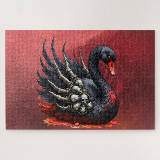 Dunkler Schwan der Knochen – Gotische Eleganz Puzzle (Horizontal)