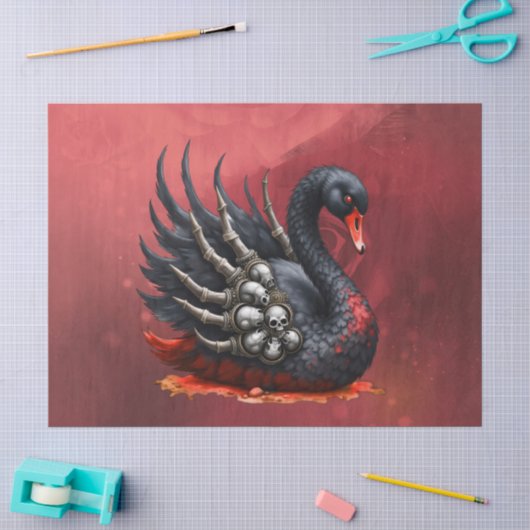 Dunkler Schwan der Knochen – Gotische Eleganz Seidenpapier (Basteln)