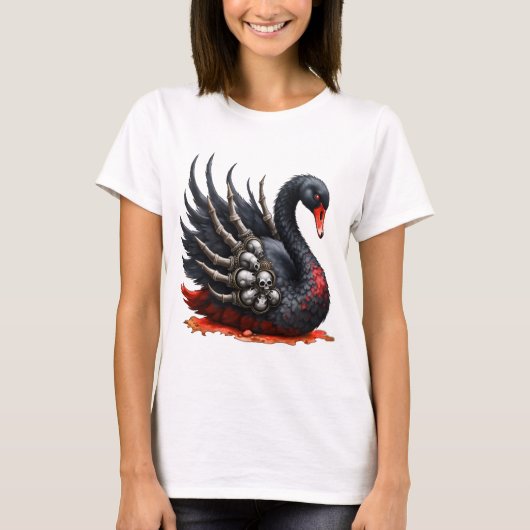 Dunkler Schwan der Knochen – Gotische Eleganz T-Shirt (Vorderseite)