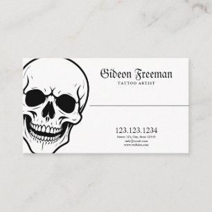 Dunkler Schwarz-Weiß-Totenkopf-Tätowierladen Visitenkarte