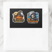 💀🎃 Dunkler Sensenmann Halloween Rechteckiger Aufkleber (Tasche)