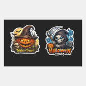 💀🎃 Dunkler Sensenmann Halloween Rechteckiger Aufkleber (Vorderseite)