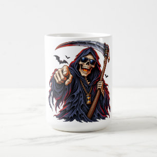 Dunkler Sensenmann Halloween – Totenkopf mit Sense Verwandlungstasse